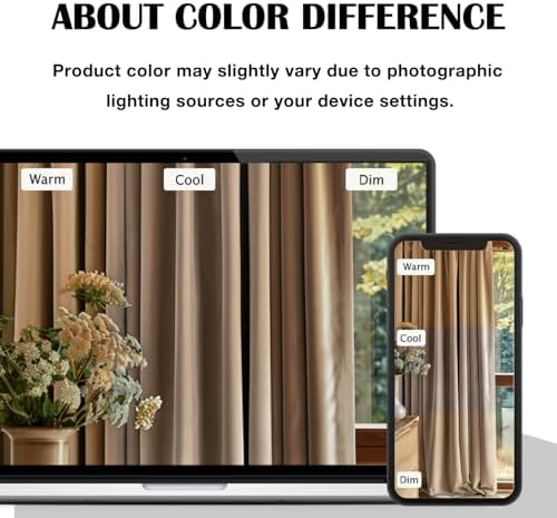 Lazzzy Velvet Curtain Beige Thermal Insulated Drapes 96 Inch Set of 2