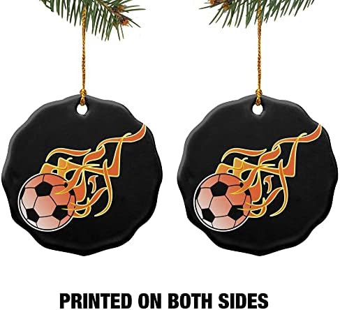 Graphics More Soccer Ball Football Cartoon Flames Porcelain Ornament