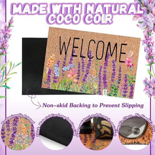 Ceenna Natural Coir Door Mat 16x28 Inches Butterfly Design
