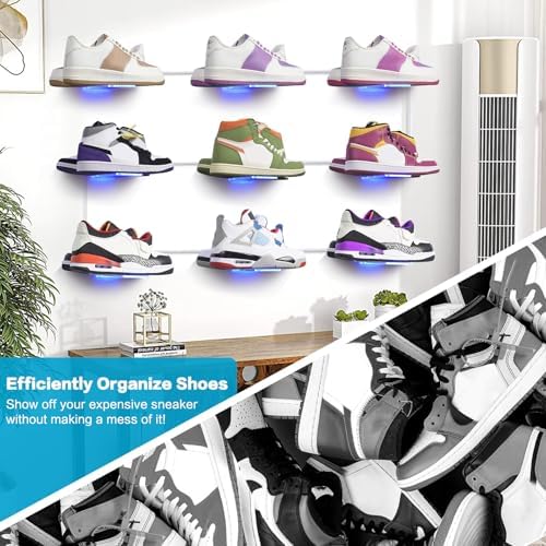Dilibra Set of 6 Floating Shoe Display Shelf with Lights