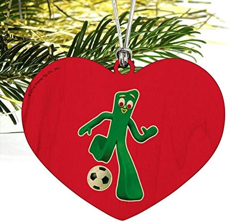 GRAPHICS MORE Soccer Ball Player Heart Love Wooden Christmas Ornament