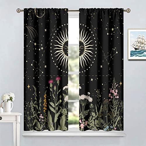 Sun Moon Curtain 84x84in Boho Retro Room Darkening