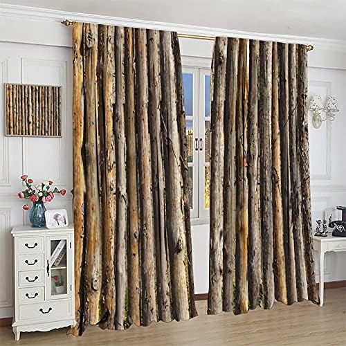Trelemek Blackout Curtains with Wooden Texture 52x84inch