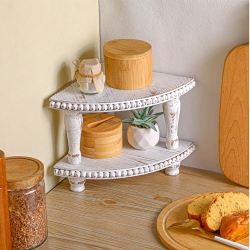 Kigley 2 Tiered Corner Riser with Wood Beaded Design