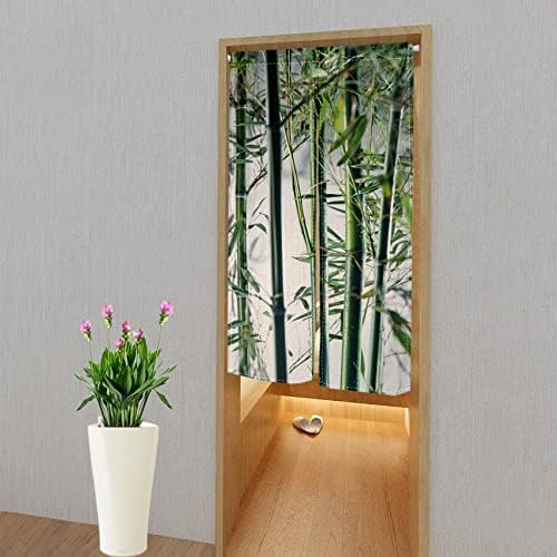 Leowefowa Bamboo Forest Doorway Curtain Panel