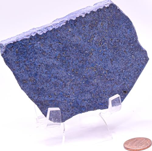 38 Inch Blue Dumortierite Carved Slab Natural Stone Decor