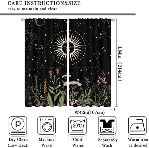 Sun Moon Curtain 84x84in Boho Retro Room Darkening