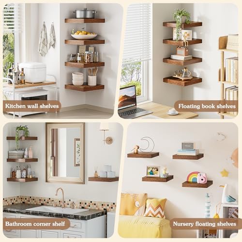 Olakee Corner Floating Shelf Set of 4 Carbonized Black
