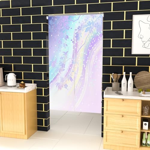 Leowefowa Cherry Blossom Double Sided Curtain for Doors and Windows