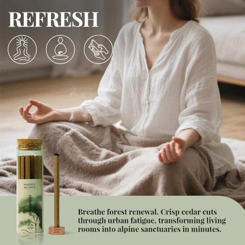 Focus Purify Cedarwood Incense Sticks with Copper Holder
