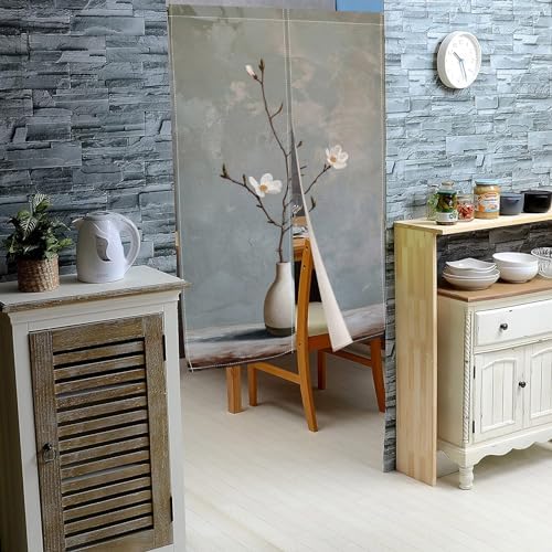 Leowefowa Flower Pattern Japanese Noren Door Curtain