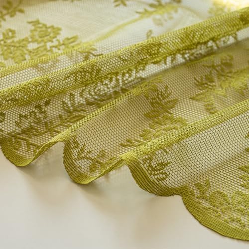 Deeprove Sage Green Sheer Lace Curtains 2 Panels Set 96 Inches Long