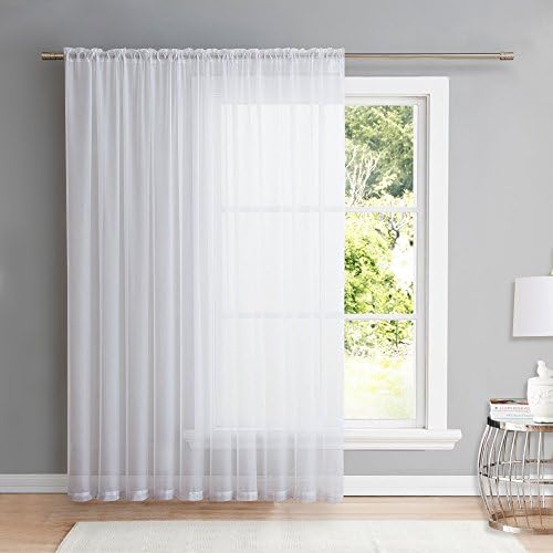 NICETOWN Extra Wide Sheer Curtain Panel - White 100x95 Rod Pocket