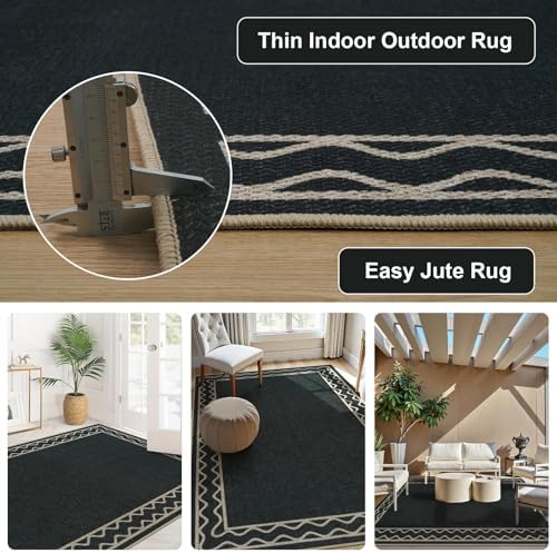 OJIA Easy Jute Front Door Mat 3x5 Black