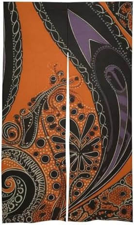 Japanese Noren Door Curtain with Orange Purple Pattern