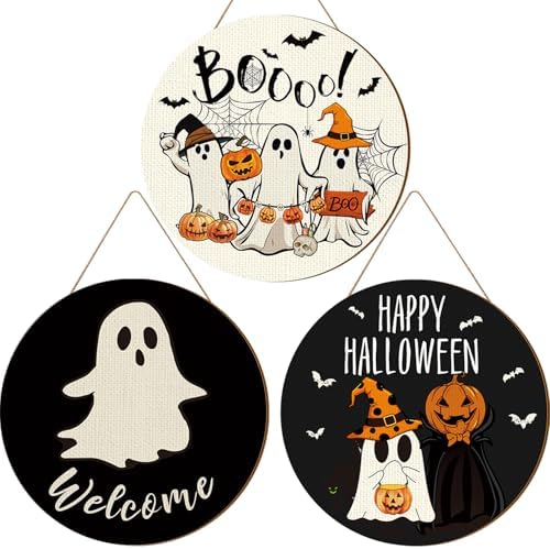 3 Pcs Halloween Wreath Front Door Decorations
