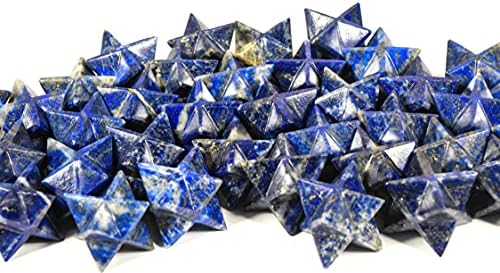 32mm Rich Blue Lapis Lazuli with Golden Iron Pyrite 8 Point Merkaba Star