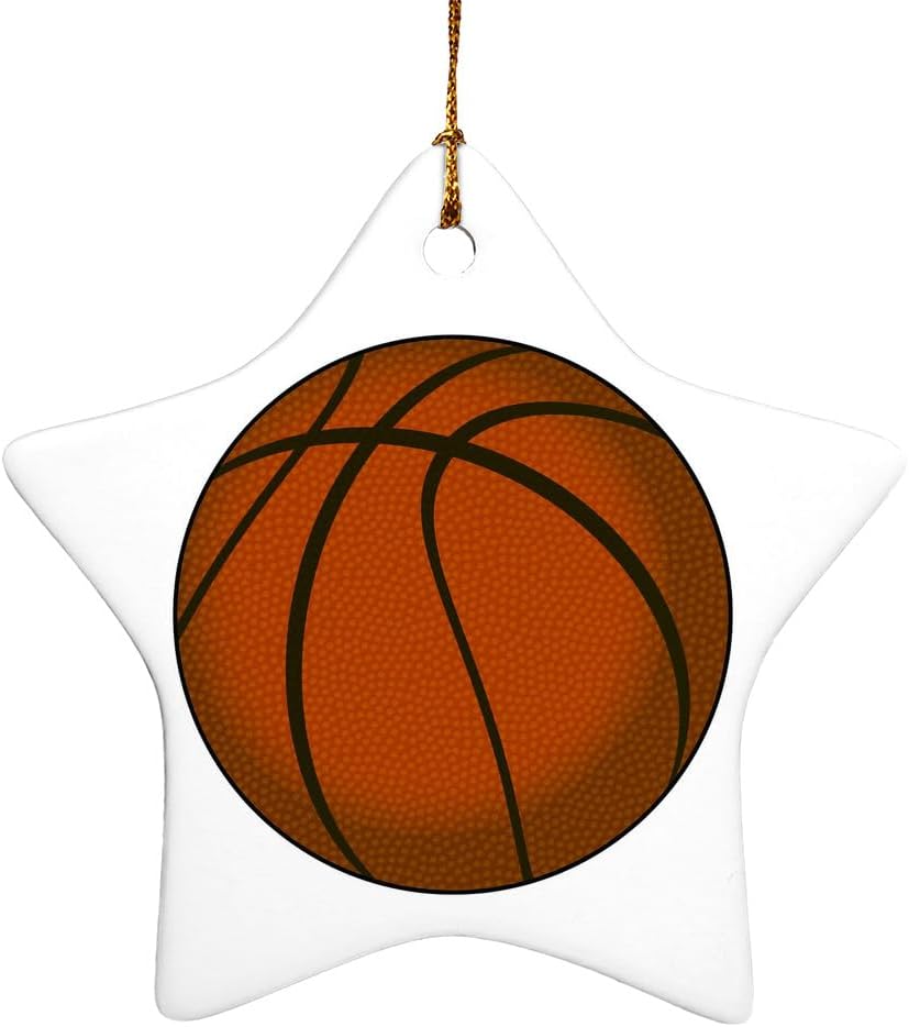 Graphics More Basketball Ball Star-Shaped Porcelain Christmas Ornament 31 Inch
