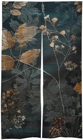Gray Flower Printed Door Curtain for Split Doorway