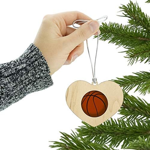 Basketball Ball Heart Wooden Christmas Ornament