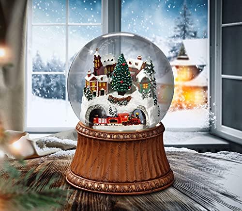 San Francisco Music Box Company Snow Globe with Train and Mountain Village