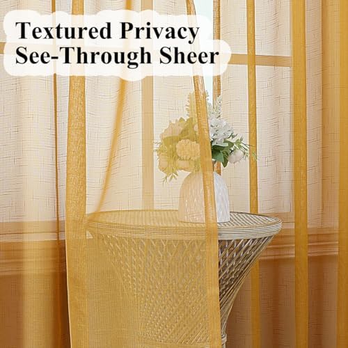Gold Sheer Curtains 90 Inches Long 2 Panels