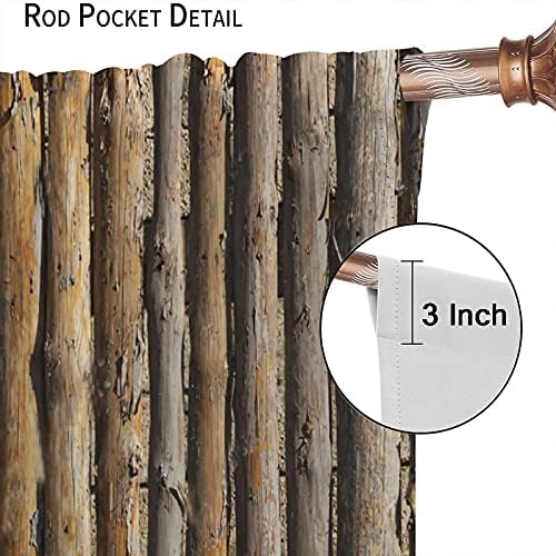 Trelemek Blackout Curtains with Wooden Texture 52x84inch