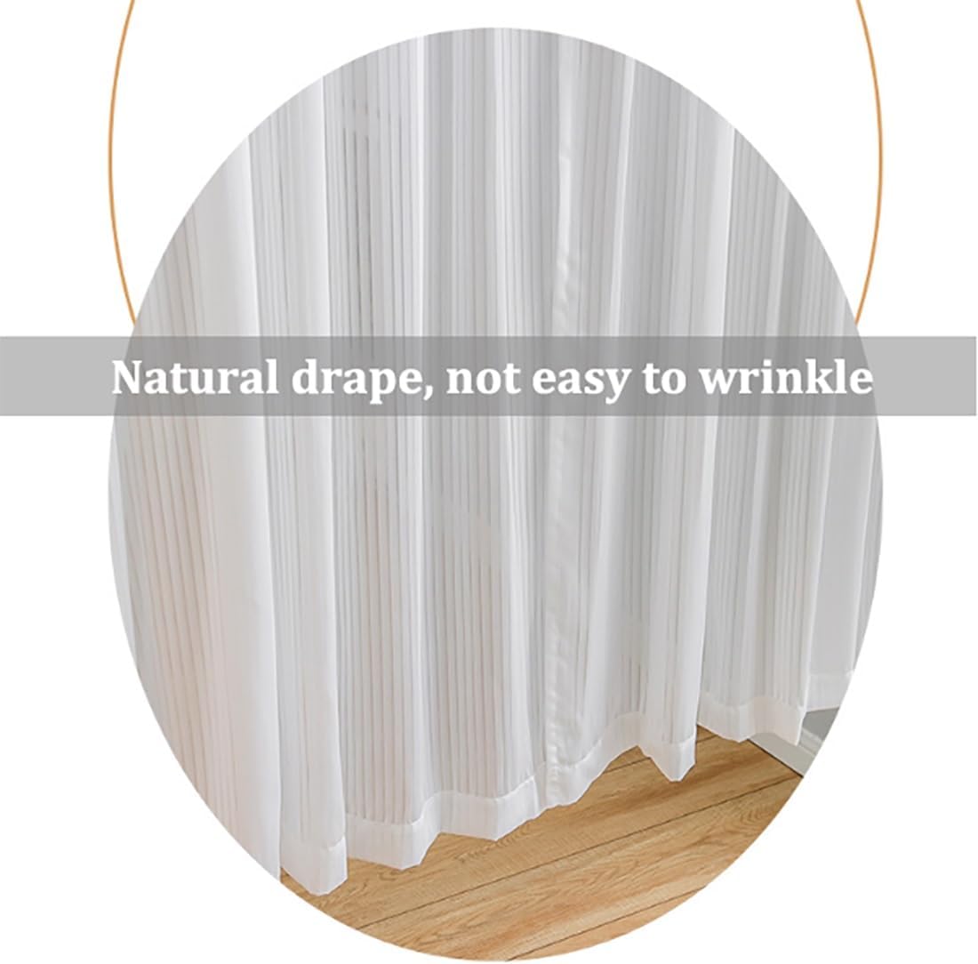 White Semi Sheer French Door Curtains 2 Pieces
