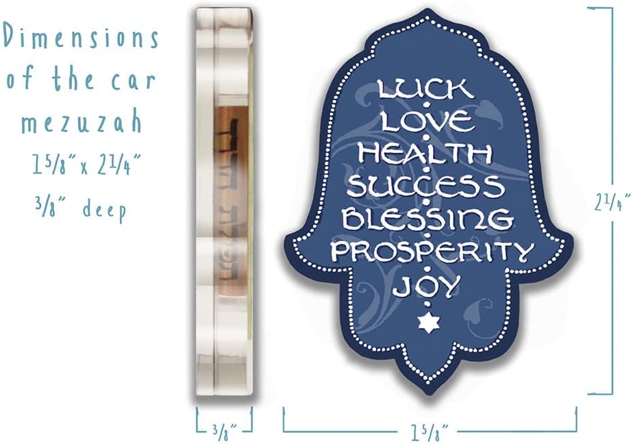 YourHolyLandStore CAR MEZUZAH with Travelers Protection Scroll - Hamsa - 7 Blessings 1