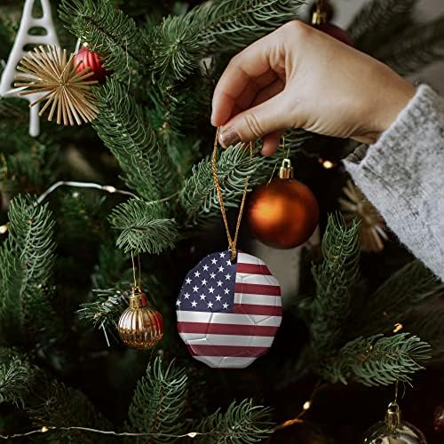 GRAPHICS MORE USA Flag Soccer Ball Porcelain Ornament