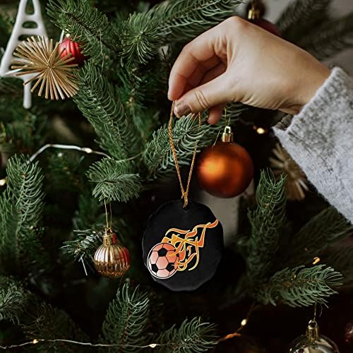 Graphics More Soccer Ball Football Cartoon Flames Porcelain Ornament