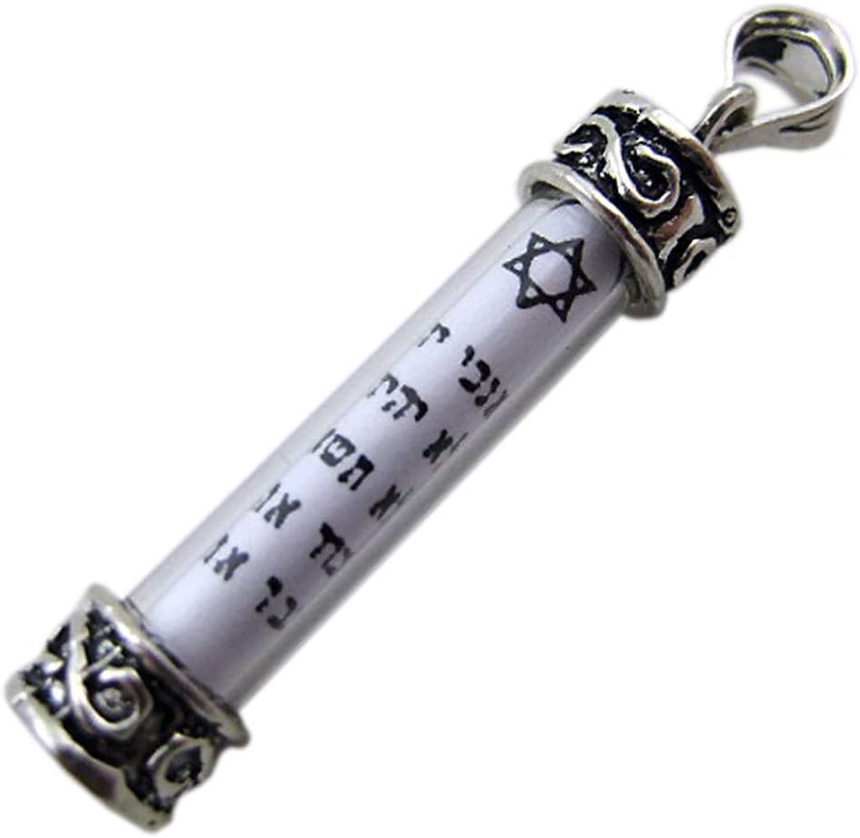925 Sterling Silver Mezuzah Necklace with Scroll