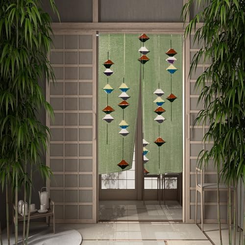Leowefowa Noren Green Door Curtain 34x60 Inch Panel