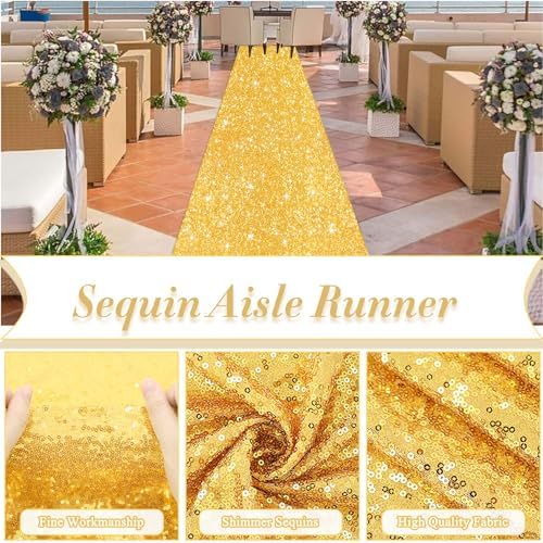 Gold Glitter Sequin Aisle Runner 2ft x 15ft