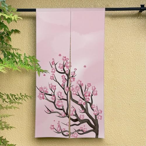 Bloomy Cherry Tree Printed Noren Door Curtain 34x60