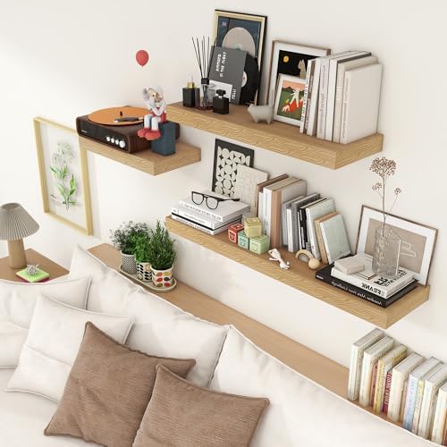 24 Inch Deep Rustic Floating Shelves Set of 2