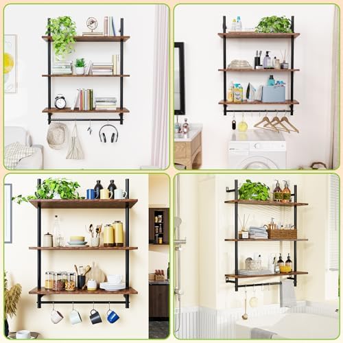 Floating Kitchen Shelves 3 Tier Above Toilet Storage Rack