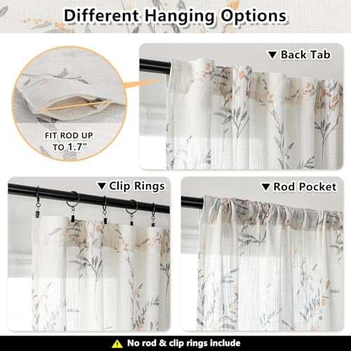 MYSKY HOME Sheer Curtains Yellow 2 Pcs 108 Inch Length