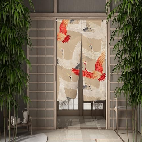 Japanese Style Cranes Flying Curtain 34x60 Inch