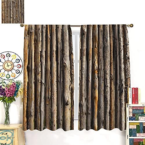 Trelemek Blackout Curtains with Wooden Texture 52x84inch