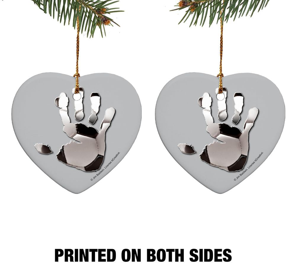 GRAPHICS AND MORE Hand Print Soccer Ball Heart Shaped Porcelain Ornament - 28
