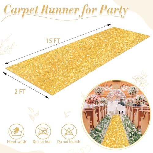 Gold Glitter Sequin Aisle Runner 2ft x 15ft