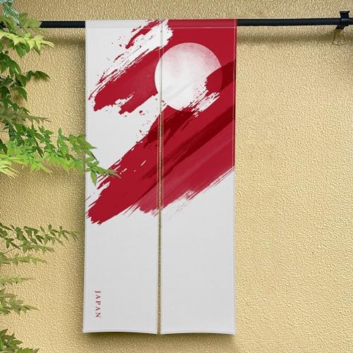 Japanese Noren Door Curtain with Red Painting 34 x 60