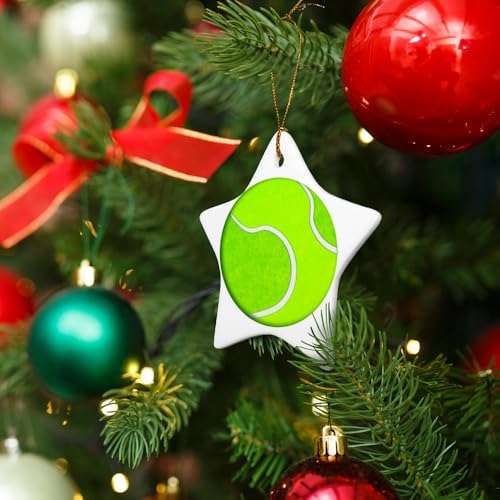 Graphics More Tennis Ball Star-Shaped Porcelain Christmas Ornament