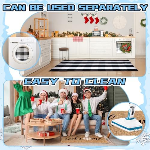Duraaamo 2 Pcs Winter Coir Doormat Snowflake Rug Set