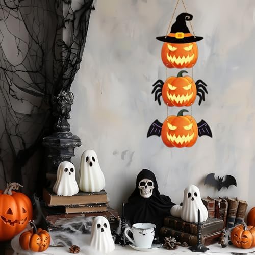 Halloween Door Wreath Scary Pumpkin Wall Decor