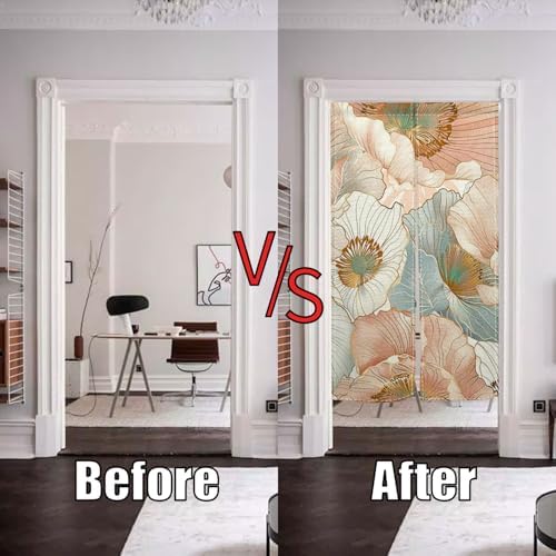 Boho Style Flowers Pattern Doorway Curtain Panel