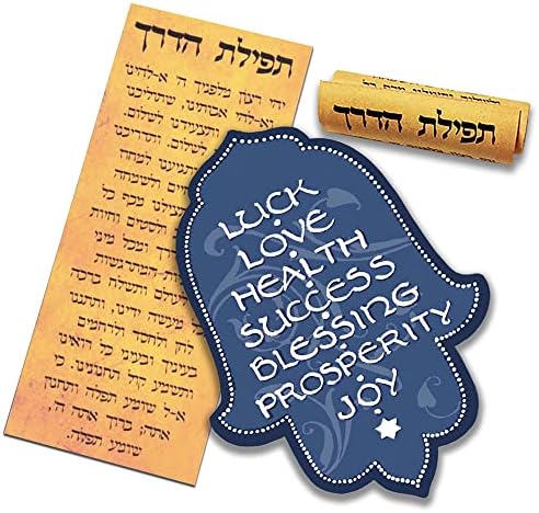 YourHolyLandStore CAR MEZUZAH with Travelers Protection Scroll - Hamsa - 7 Blessings 1