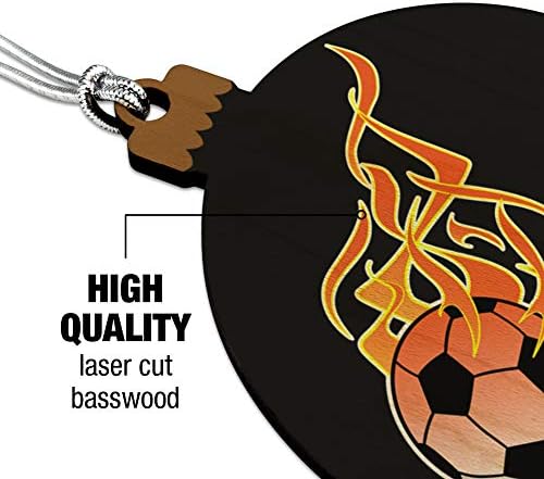 Personalized Custom Flaming Hot Soccer Ball Wood Christmas Ornament