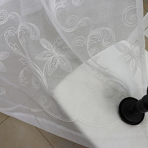 Slow Soul Set of 2 White Lotus Floral Sheer Curtains
